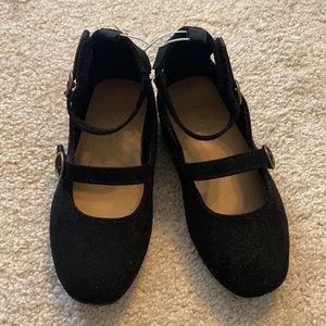 Toddler double buckle black shoes